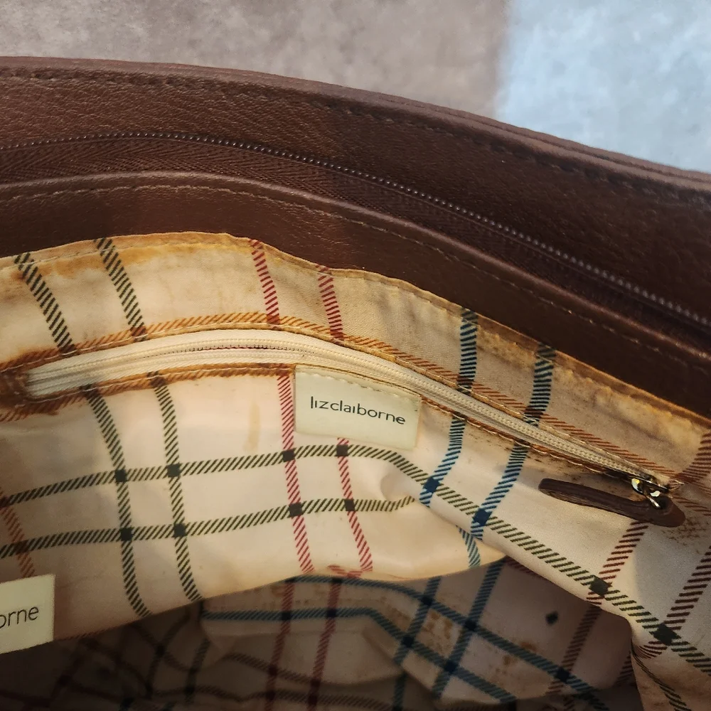 Vintage 90s Liz Claiborne‎ Brown Leather Shoulder Bag
